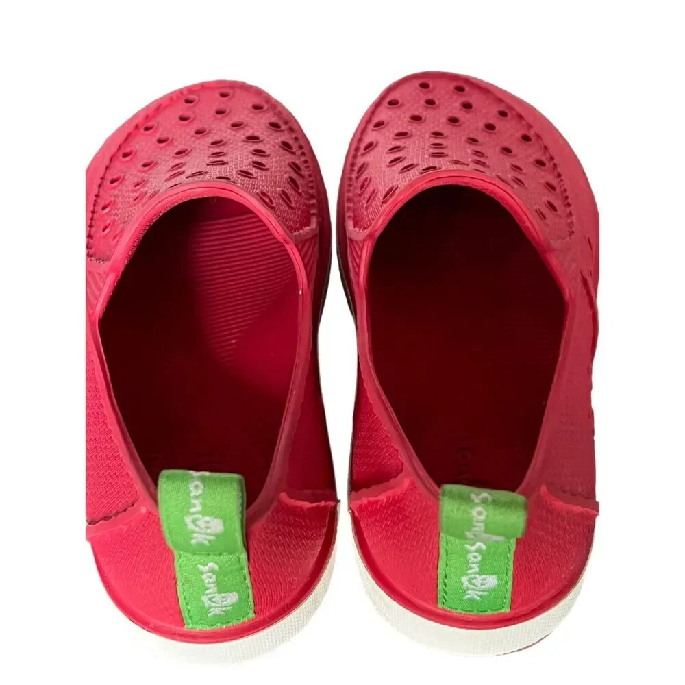 Sanuk Water Shoes Girls‎ Lil Walker 2.5 Red Loafer Flat Slip On Washable Beach